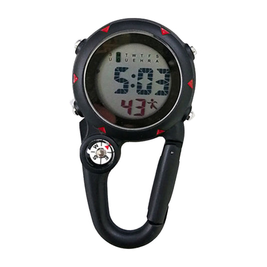 Digital Carabiner Watch Luminous Anti-scratch Precise Backpack Belt Pocket Clip on Watch for Outdoor Black V1189-WXFWAL-20260319-01392
