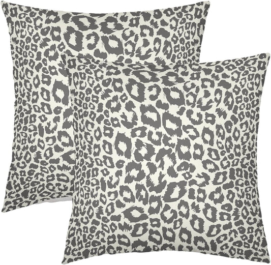 Lime Green White Leopard Print Pillow Covers 18x18 Inch Set of 2 Cheetah Animal Spots Decorative Throw V1189-WXFWAL-20260319-01412
