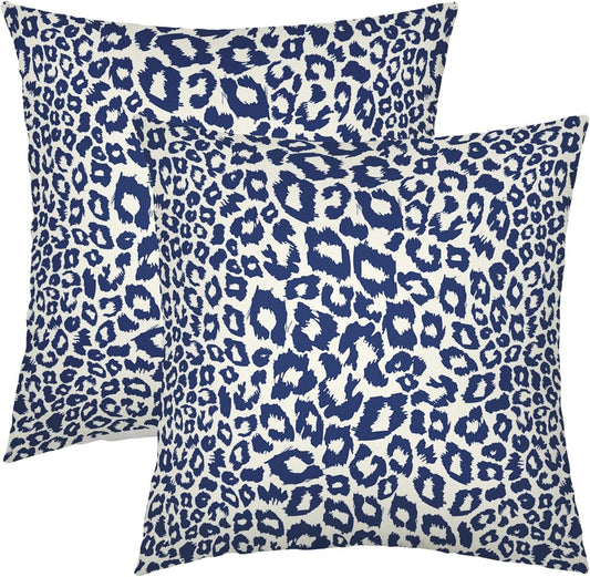 Lime Green White Leopard Print Pillow Covers 18x18 Inch Set of 2 Cheetah Animal Spots Decorative Throw V1189-WXFWAL-20260319-01446