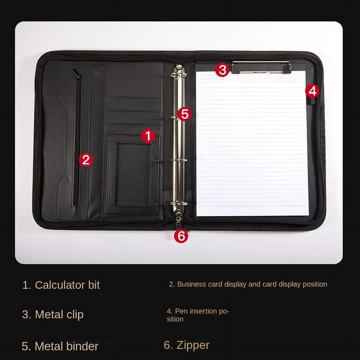 Zippered Portfolio Organizer, Leather Padfolio Binder, Professional Business Binder, Organizer for /Document V1189-WXFWAL-20260319-01465