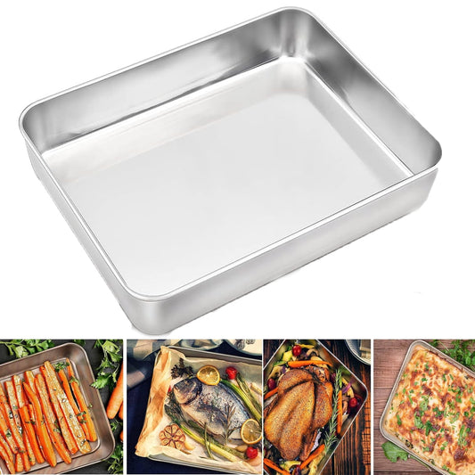 Tutuviw Stainless Steel Square Plate, Stainless Steel Baking Pans Cake Pan, Restaurant Pans Catering Pans V1189-WXFWAL-20260319-01499