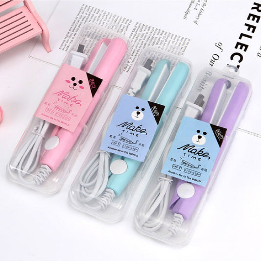 2 in 1 Hair Straightener Mini Hair Curler, Mini Hair Straightener Hairstyling Iron Heating Curler for Home or V1189-WXFWAL-20260319-01504