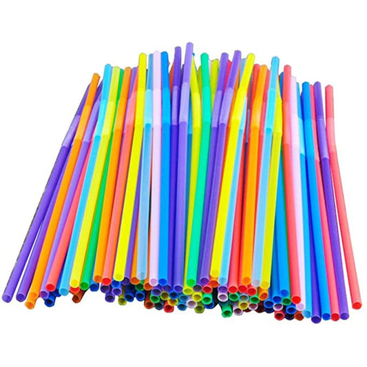 OYIGU 600 Pcs Flexible Plastic Straws, Colorful Disposable Bendy Party Fancy Straws, Individual Package V1189-WXFWAL-20260319-01506