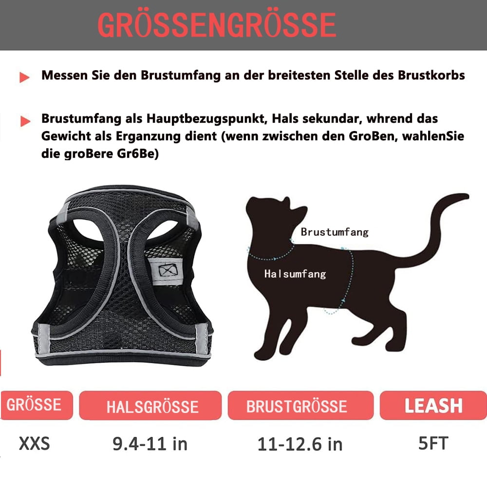Escape-Proof Cat Harness & Leash Set for Cats, Kittens, Dogs, Puppies - XXS Size V1189-WXFWAL-20260319-01531