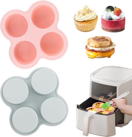 Tutuviw 2Pcs Reusable Silicone Air Fryer Egg Mold Cupcake and Muffin Pan Non-Stick Air Fryer Baking Pan 4 V1189-WXFWAL-20260319-01536