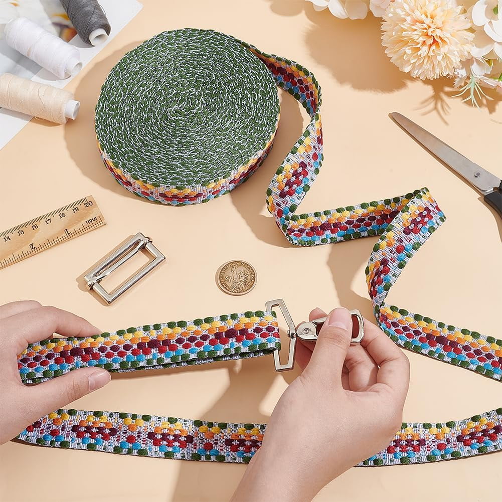 5 Yards Polycotton Jacquard Arrow Ribbon Clothes Accessories Olive 1-1/2 inch(38mm) V1189-WXFWAL-20260319-01544