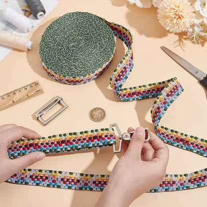 5 Yards Polycotton Jacquard Arrow Ribbon Clothes Accessories Olive 1-1/2 inch(38mm) V1189-WXFWAL-20260319-01544