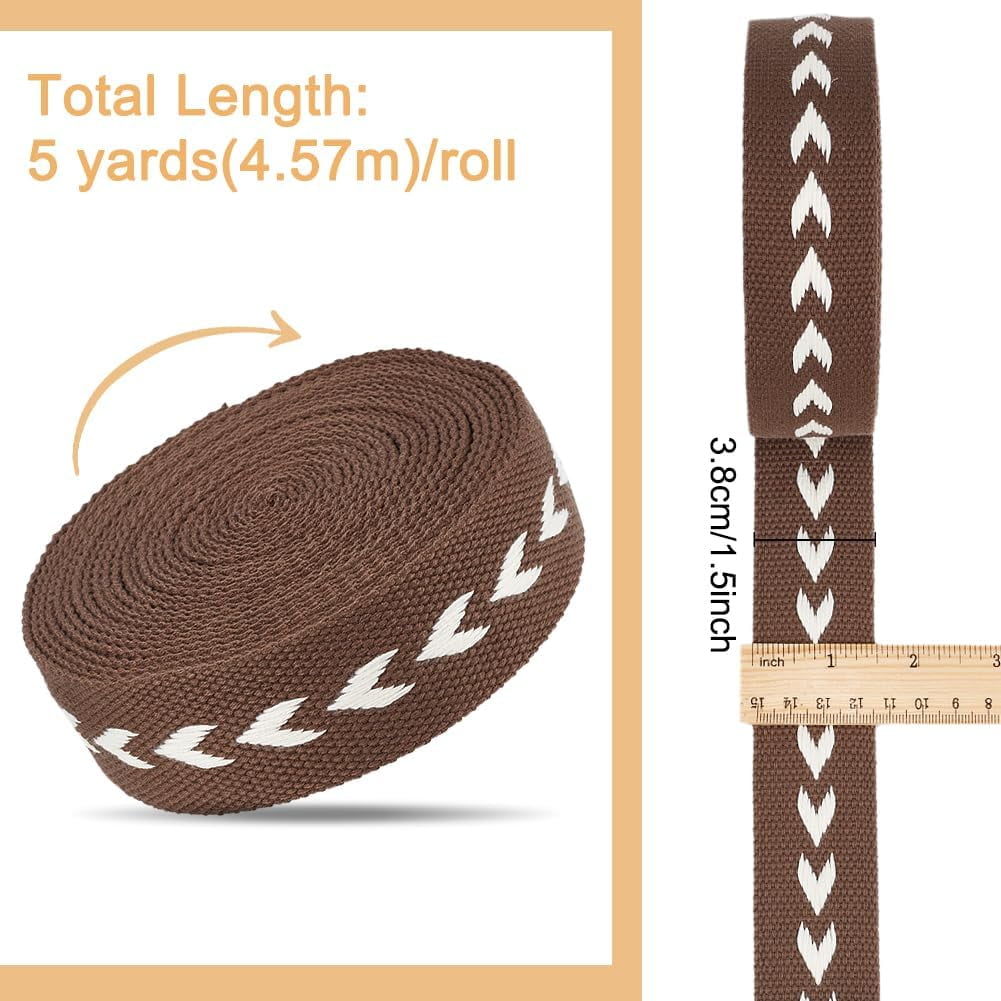 5 Yards Polycotton Jacquard Arrow Ribbon Clothes Accessories Olive 1-1/2 inch(38mm) V1189-WXFWAL-20260319-01545