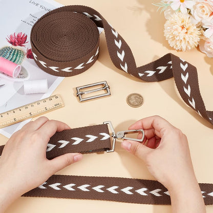 5 Yards Polycotton Jacquard Arrow Ribbon Clothes Accessories Olive 1-1/2 inch(38mm) V1189-WXFWAL-20260319-01545