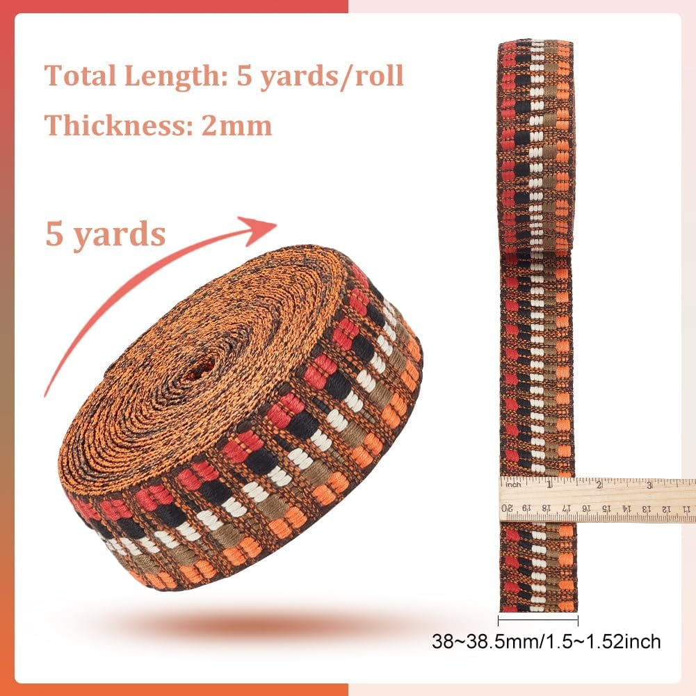 5 Yards Polycotton Jacquard Arrow Ribbon Clothes Accessories Olive 1-1/2 inch(38mm) V1189-WXFWAL-20260319-01550