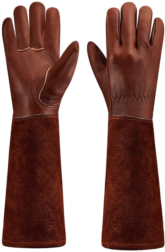 SUCCLACE Long-Gardening-Gloves for Women/Men - Thorn Proof Cowhide Leather Rose/Blackberry Pruning Heavy Duty V1189-WXFWAL-20260319-01583