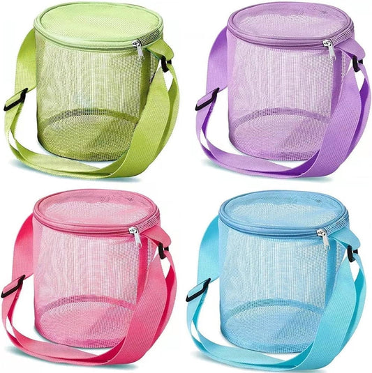 Tutuviw 4Pcs Large Capacity Collecting Bag Cylindrical Mesh Beach Bag Beach Mesh Bag Toys Seashell Backpack V1189-WXFWAL-20260319-01587