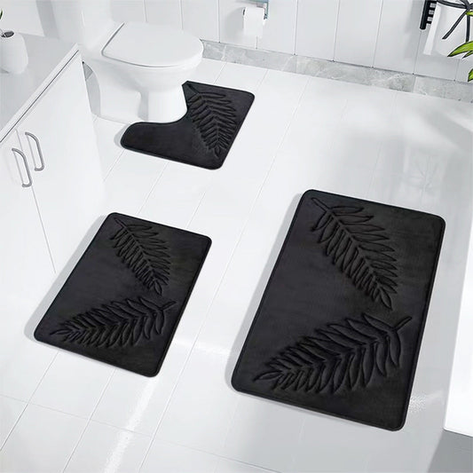 Summercome 3 Pcs Bathroom Rugs, Leaves Bath Mat Toilet Mats, Soft Comfortable Non-Slip Bathroom Rug Set, Bath V1189-WXFWAL-20260319-01598