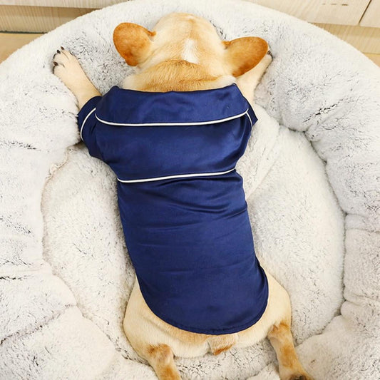 Dog Stain Silk Pajamas Clothes,Button Down Short Sleeve Dog Shirts Loungewear Puppy Pjs for Yorkie Bulldog V1189-WXFWAL-20260319-01625
