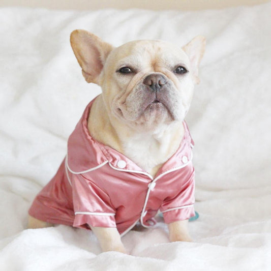 Dog Stain Silk Pajamas Clothes,Button Down Short Sleeve Dog Shirts Loungewear Puppy Pjs for Yorkie Bulldog V1189-WXFWAL-20260319-01632