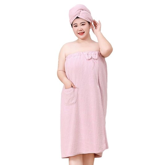 Bath Towel Wrap Women Plus Size - Adjustable Soft Microfiber Shower After Body Wraps with Hair Drying Towel V1189-WXFWAL-20260319-01644