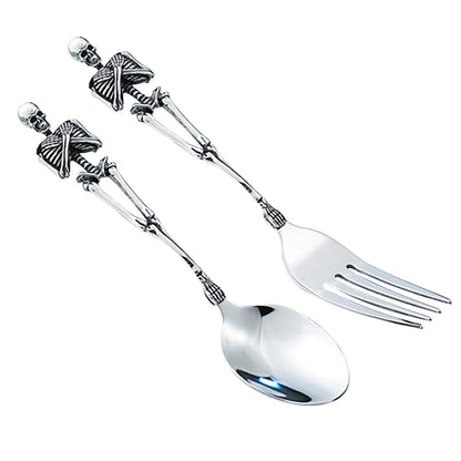 Darzheoy Stainless Steel Skeleton Skull Spoon and Fork Flatware Tableware Gifts for Halloween Easter and V1189-WXFWAL-20260326-01648