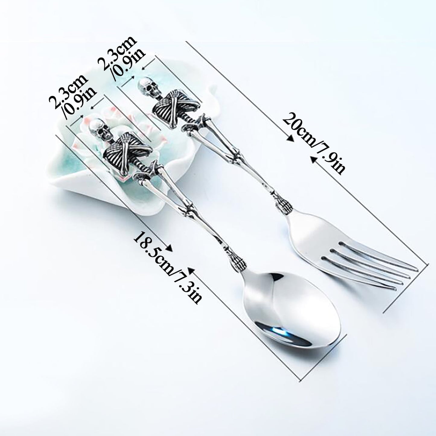 Darzheoy Stainless Steel Skeleton Skull Spoon and Fork Flatware Tableware Gifts for Halloween Easter and V1189-WXFWAL-20260326-01648