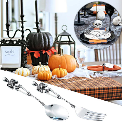 Darzheoy Stainless Steel Skeleton Skull Spoon and Fork Flatware Tableware Gifts for Halloween Easter and V1189-WXFWAL-20260326-01648
