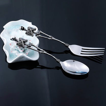 Darzheoy Stainless Steel Skeleton Skull Spoon and Fork Flatware Tableware Gifts for Halloween Easter and V1189-WXFWAL-20260326-01648