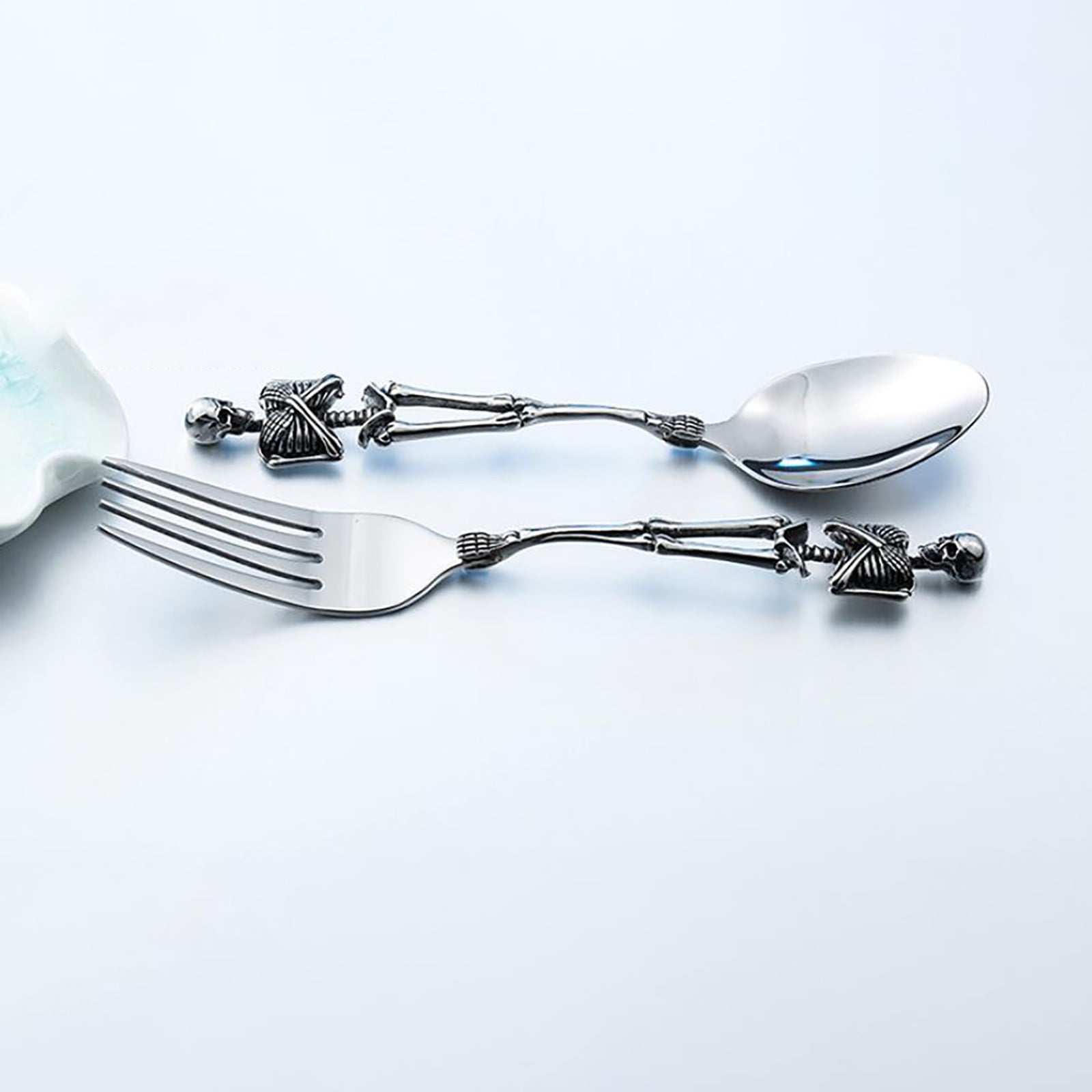 Darzheoy Stainless Steel Skeleton Skull Spoon and Fork Flatware Tableware Gifts for Halloween Easter and V1189-WXFWAL-20260326-01648