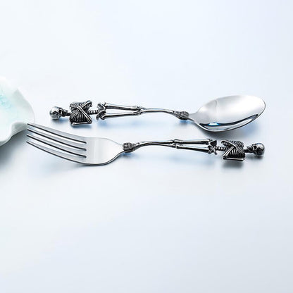 Darzheoy Stainless Steel Skeleton Skull Spoon and Fork Flatware Tableware Gifts for Halloween Easter and V1189-WXFWAL-20260326-01648