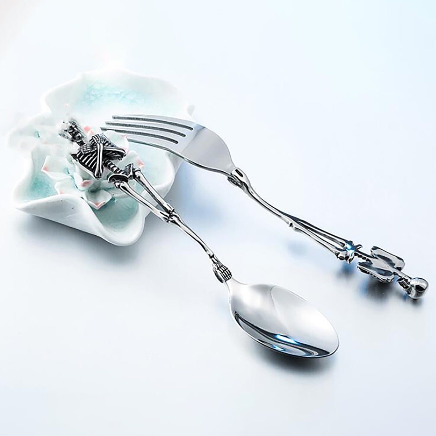 Darzheoy Stainless Steel Skeleton Skull Spoon and Fork Flatware Tableware Gifts for Halloween Easter and V1189-WXFWAL-20260326-01648