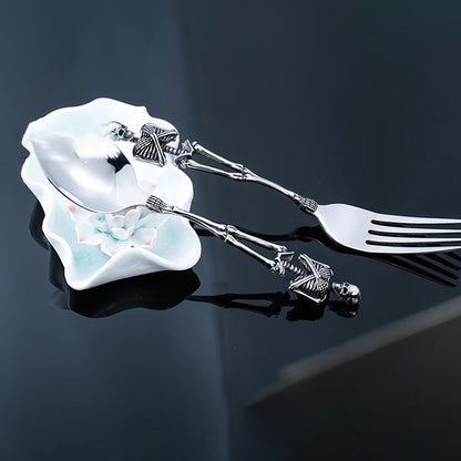 Darzheoy Stainless Steel Skeleton Skull Spoon and Fork Flatware Tableware Gifts for Halloween Easter and V1189-WXFWAL-20260326-01649