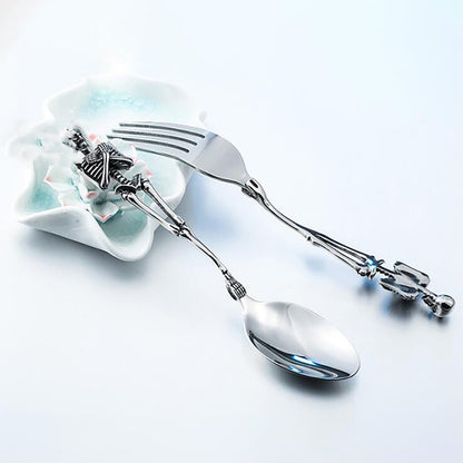 Darzheoy Stainless Steel Skeleton Skull Spoon and Fork Flatware Tableware Gifts for Halloween Easter and V1189-WXFWAL-20260326-01649