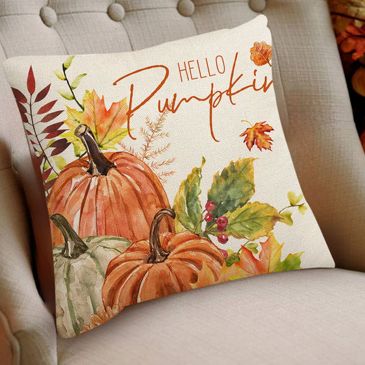 Darzheoy Fall Pillow Covers 18 x 18 inch Pumpkin Maple leaves Throw Pillow Covers Outdoor Autumn Thanksgiving V1189-WXFWAL-20260326-01669