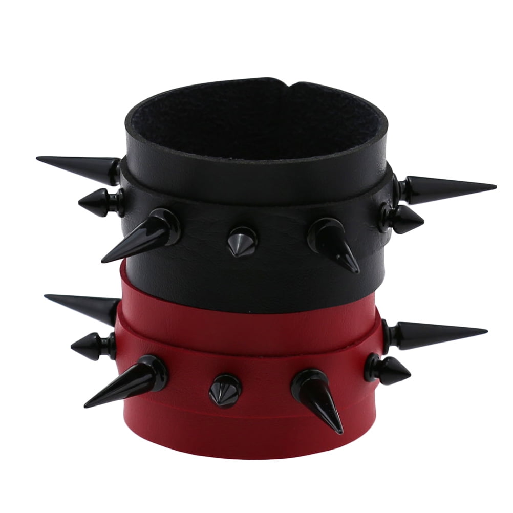 PATKAW 2-Pack Adjustable Punk Bracelets with Spiked , Stylish Wristbands for Men and Women 22x4cm Assorted V1189-WXFWAL-20260326-01670