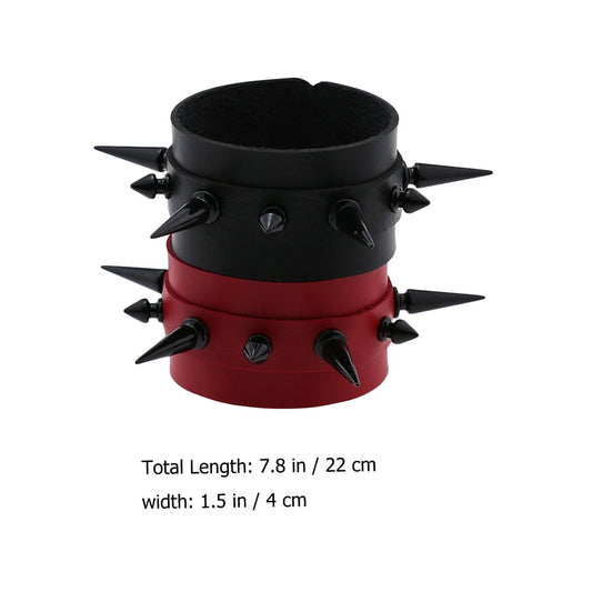 PATKAW 2-Pack Adjustable Punk Bracelets with Spiked , Stylish Wristbands for Men and Women 22x4cm Assorted V1189-WXFWAL-20260326-01670