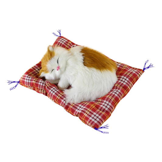 Tarmeek Simulation Sleeping Cat Dolls Toys,Simulation Cat Plush Animals Toy Will Call With Cloth Mat Sleeping V1189-WXFWAL-20260326-01707