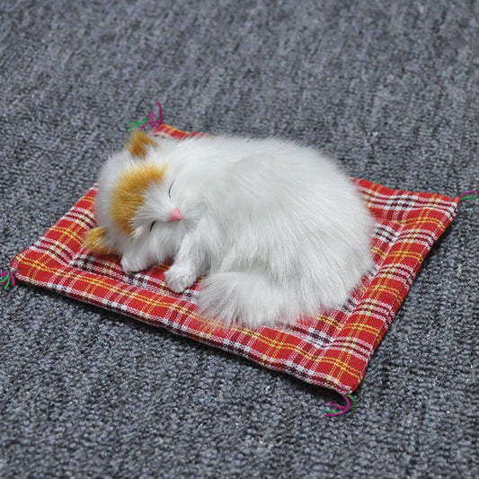 Tarmeek Simulation Sleeping Cat Dolls Toys,Simulation Cat Plush Animals Toy Will Call With Cloth Mat Sleeping V1189-WXFWAL-20260326-01709