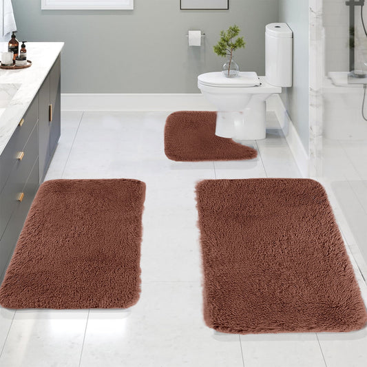 Chmadoxn Solid Color Bathroom Rugs Sets, 3 Piece Ultra Soft Non-Slip Bath Rugs and Mats Set, Super Absorbent V1189-WXFWAL-20260326-01756