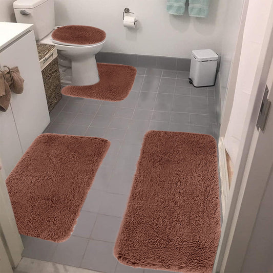 Chmadoxn Solid Color Bathroom Rugs Sets, 3 Piece Ultra Soft Non-Slip Bath Rugs and Mats Set, Super Absorbent V1189-WXFWAL-20260326-01763