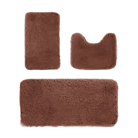Chmadoxn Solid Color Bathroom Rugs Sets, 3 Piece Ultra Soft Non-Slip Bath Rugs and Mats Set, Super Absorbent V1189-WXFWAL-20260326-01766