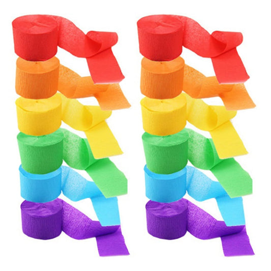 HOOWIFFY 12-Pack Crepe Paper Streamers in Assorted Colors for Birthday, Party, and Event Decorations V1189-WXFWAL-20260326-01775