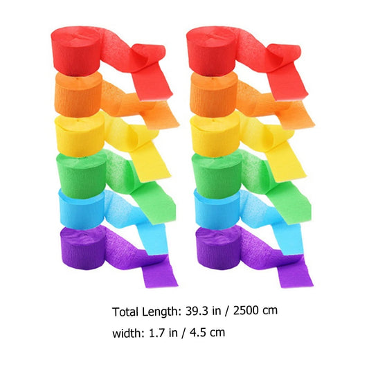HOOWIFFY 12-Pack Crepe Paper Streamers in Assorted Colors for Birthday, Party, and Event Decorations V1189-WXFWAL-20260326-01775