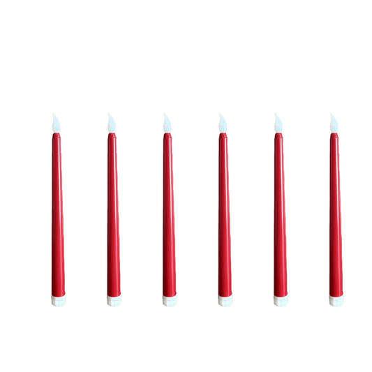 Darzheoy 6 Pcs Flameless Taper Candles with Remote, 10.8 inches Plastic Red LED CandleSticks with Flickering V1189-WXFWAL-20260326-01845
