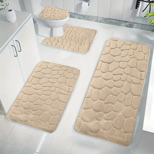 Kdkad Bathroom Rugs Sets 4 Piece, Non Slip Memory Foam Bathroom Rugs, Machine Wash Bathroom Mat Set, Water V1189-WXFWAL-20260326-01927