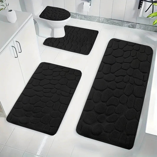 Kdkad Bathroom Rugs Sets 4 Piece, Non Slip Memory Foam Bathroom Rugs, Machine Wash Bathroom Mat Set, Water V1189-WXFWAL-20260326-01928