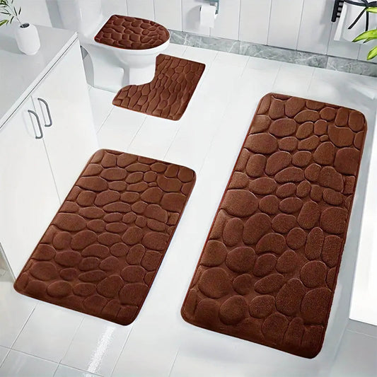 Kdkad Bathroom Rugs Sets 4 Piece, Non Slip Memory Foam Bathroom Rugs, Machine Wash Bathroom Mat Set, Water V1189-WXFWAL-20260326-01930