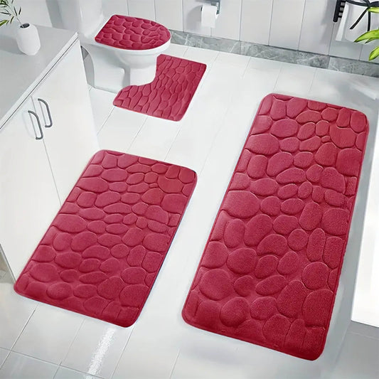 Kdkad Bathroom Rugs Sets 4 Piece, Non Slip Memory Foam Bathroom Rugs, Machine Wash Bathroom Mat Set, Water V1189-WXFWAL-20260326-01933