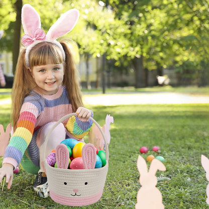 Darzheoy Easter Basket for Boys Girls Easter Bunny Basket with Rabbit Ears, Easter Egg Hunting Basket Easter V1189-WXFWAL-20260326-01968