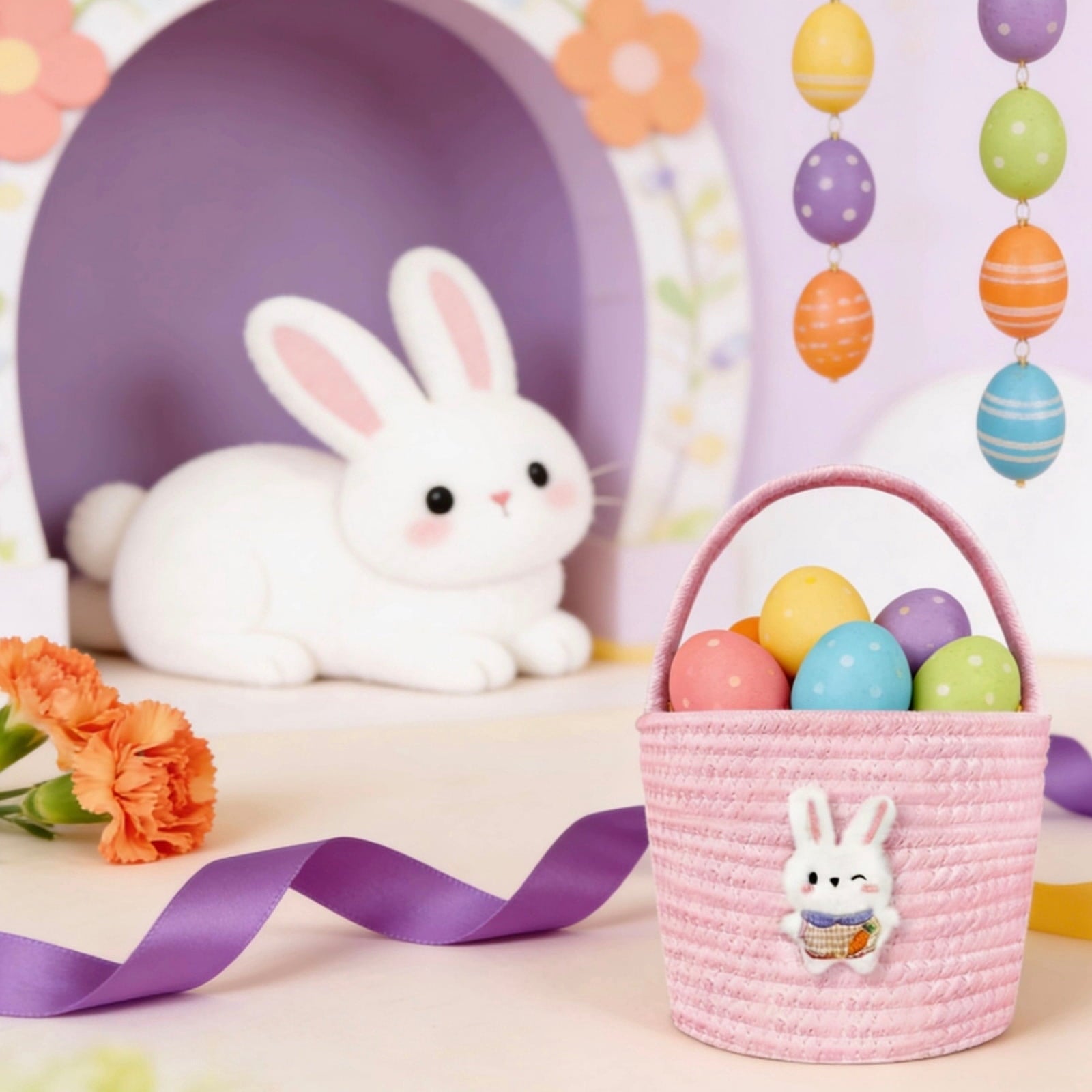 Darzheoy Easter Basket for Boys Girls Easter Bunny Basket with Rabbit Ears, Easter Egg Hunting Basket Easter V1189-WXFWAL-20260326-01970