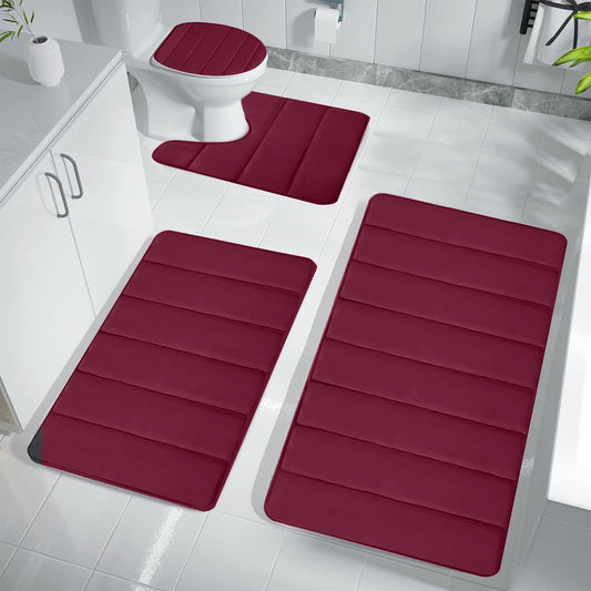 Kdkad Bathroom Rugs Sets 3 Piece, Bath Rugs for Bathroom Non Slip, Ultra Soft Water Absorbent Microfiber Bath V1189-WXFWAL-20260326-02012