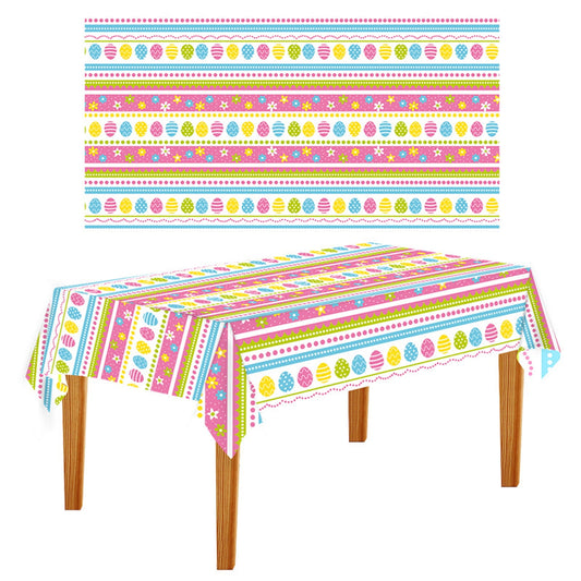 Chmadoxn Easter Tablecloth, Easter Spring Table Cloth 54x128inch Colorful Egg Bunny Disposable Plastic V1189-WXFWAL-20260326-02071
