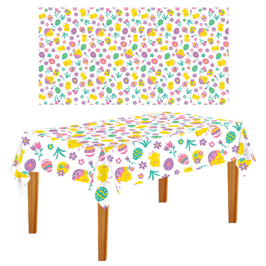 Chmadoxn Easter Tablecloth, Easter Spring Table Cloth 54x128inch Colorful Egg Bunny Disposable Plastic V1189-WXFWAL-20260326-02072