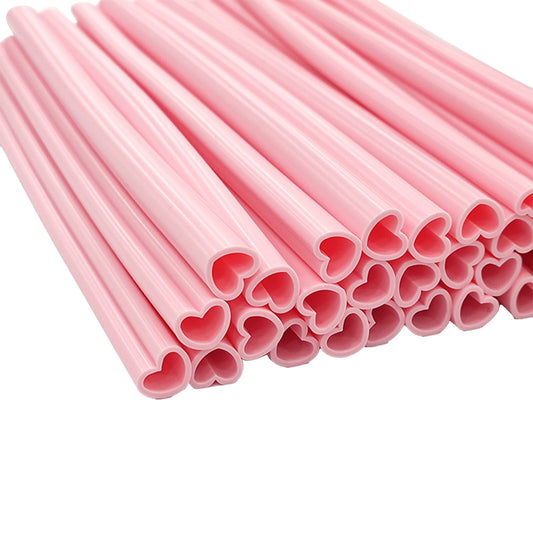 Kdkad Heart Shaped Pink Straws, 50 pc Disposable Drinking Cute Straw, Valentines Day Decorations, Pink V1189-WXFWAL-20260326-02088